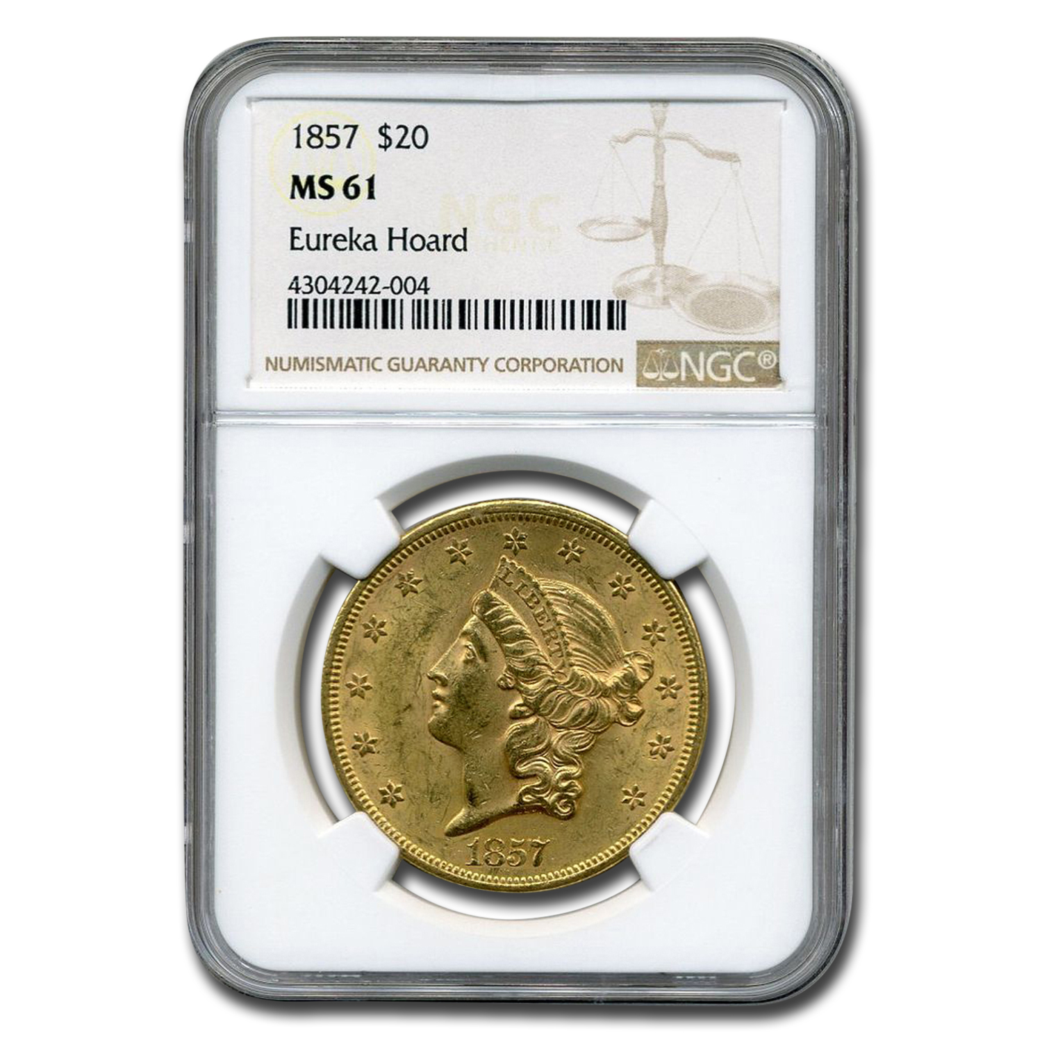 Buy 1857 $20 Liberty Gold Double Eagle MS-61 NGC