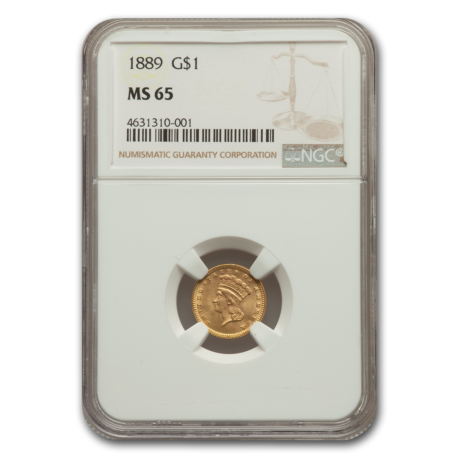 Buy 1889 $1 Indian Head Gold MS-65 NGC