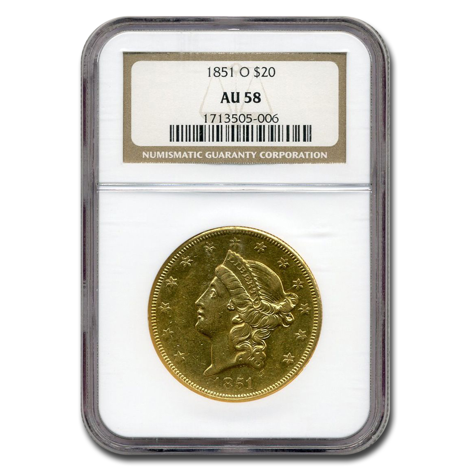 Buy 1851-O $20 Liberty Gold Double Eagle AU-58 NGC