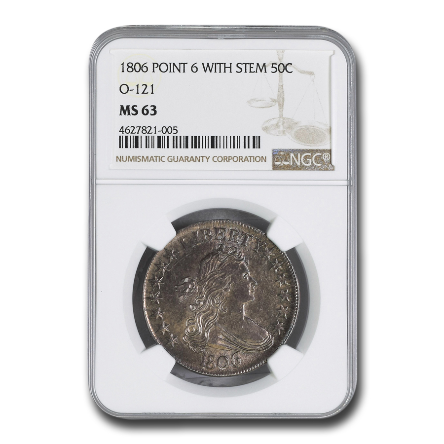 Buy 1806 Bust Half Dollar MS-63 NGC (O-121, Pointed 6, Stem) - Click Image to Close