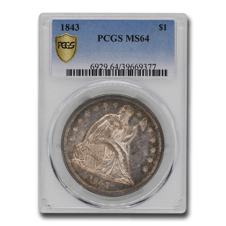 Buy 1843 Liberty Seated Dollar MS-64 PCGS