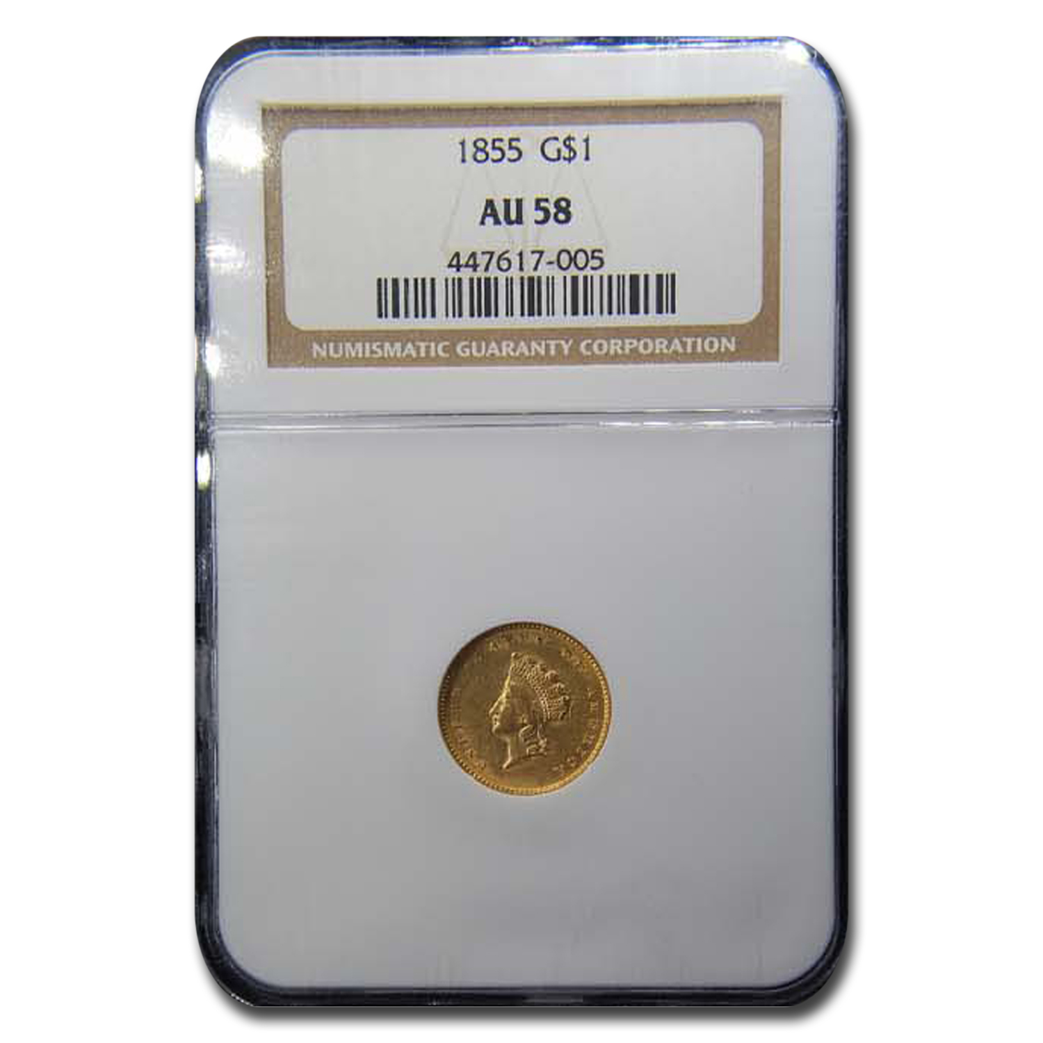 Buy 1855 $1 Indian Head Gold AU-58 NGC