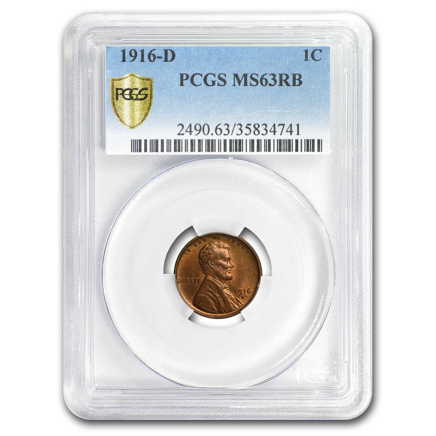 Buy 1916-D Lincoln Cent MS-63 PCGS (Red/Brown)