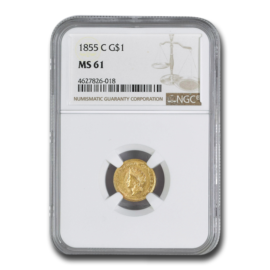 Buy 1855-C $1 Indian Head Gold Dollar MS-61 NGC