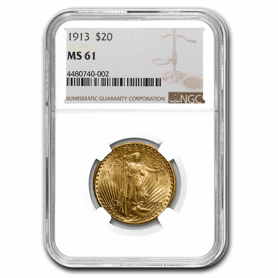 Buy 1913 $20 Saint-Gaudens Gold Double Eagle MS-61 NGC