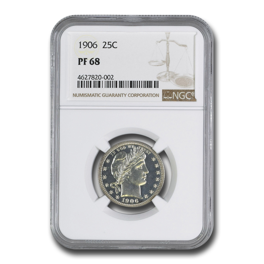 Buy 1906 Barber Quarter PF-68 NGC