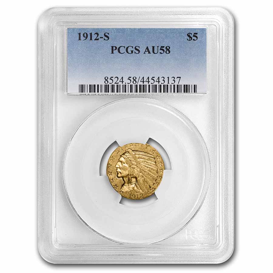 Buy 1912-S $5 Indian Gold Half Eagle AU-58 PCGS - Click Image to Close