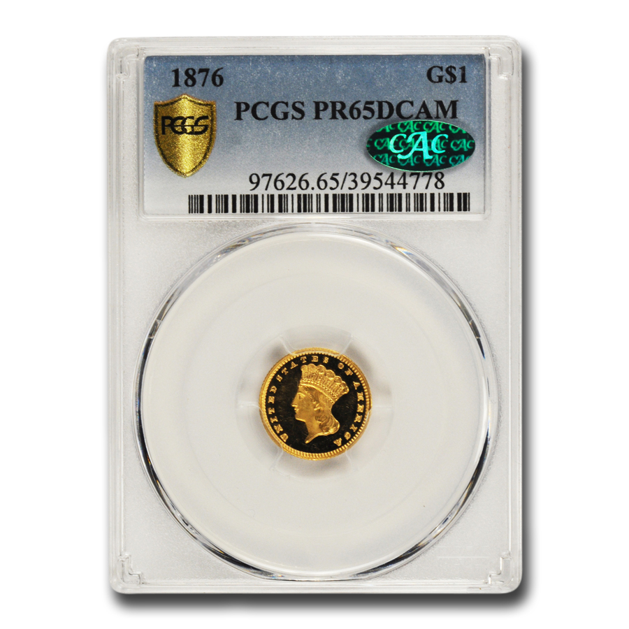 Buy 1876 $1 Indian Head Gold Dollar PR-65 DCAM PCGS CAC
