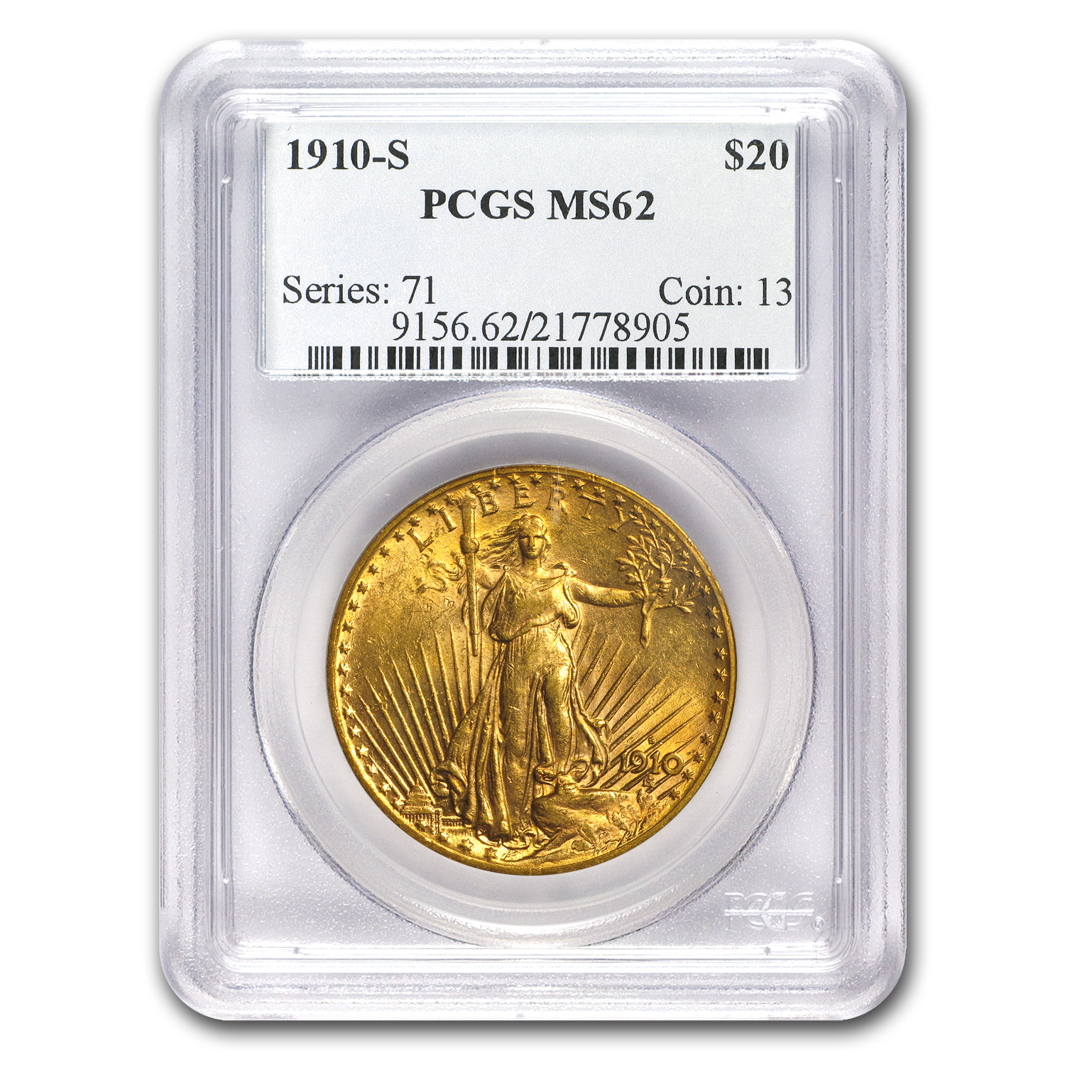 Buy 1910-S $20 Saint-Gaudens Gold Double Eagle MS-62 PCGS