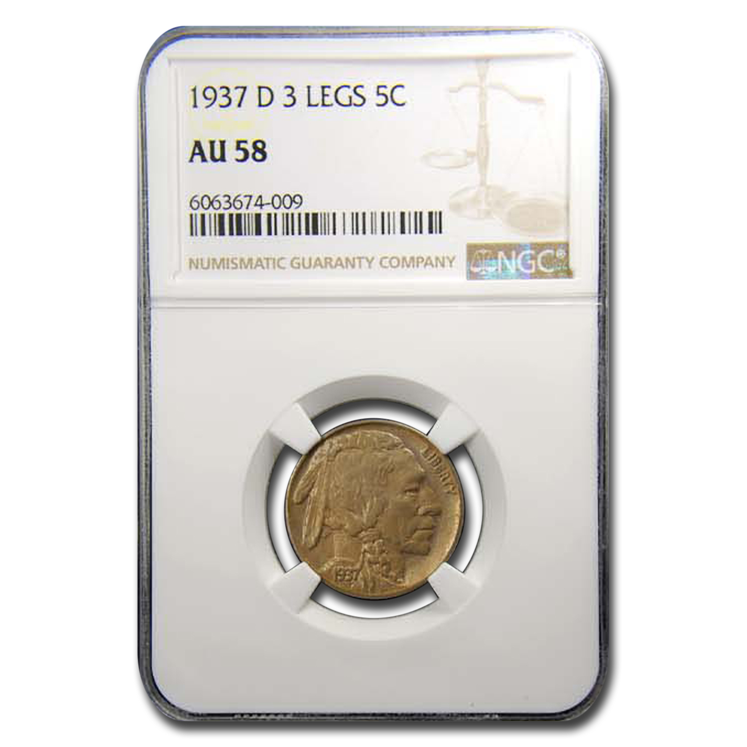 Buy 1937-D Three Legged Buffalo Nickel AU-58 NGC