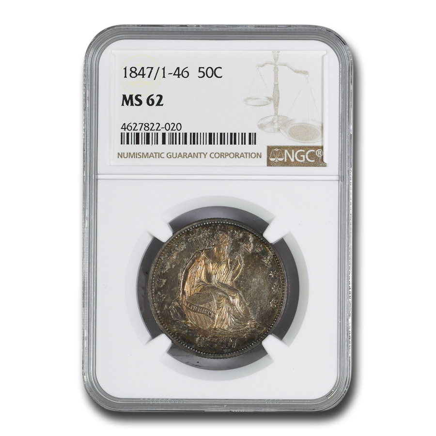 Buy 1847/1-46 Liberty Seated Half Dollar MS-62 NGC