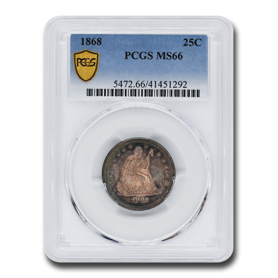 Buy 1868 Liberty Seated Quarter MS-66 PCGS