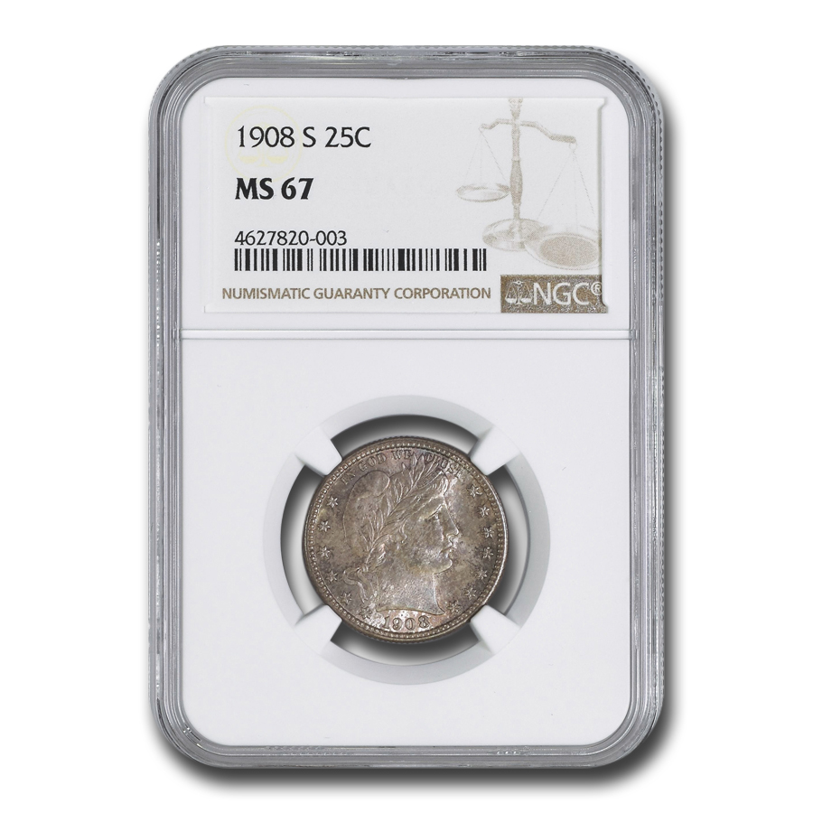 Buy 1908-S Barber Quarter MS-67 NGC