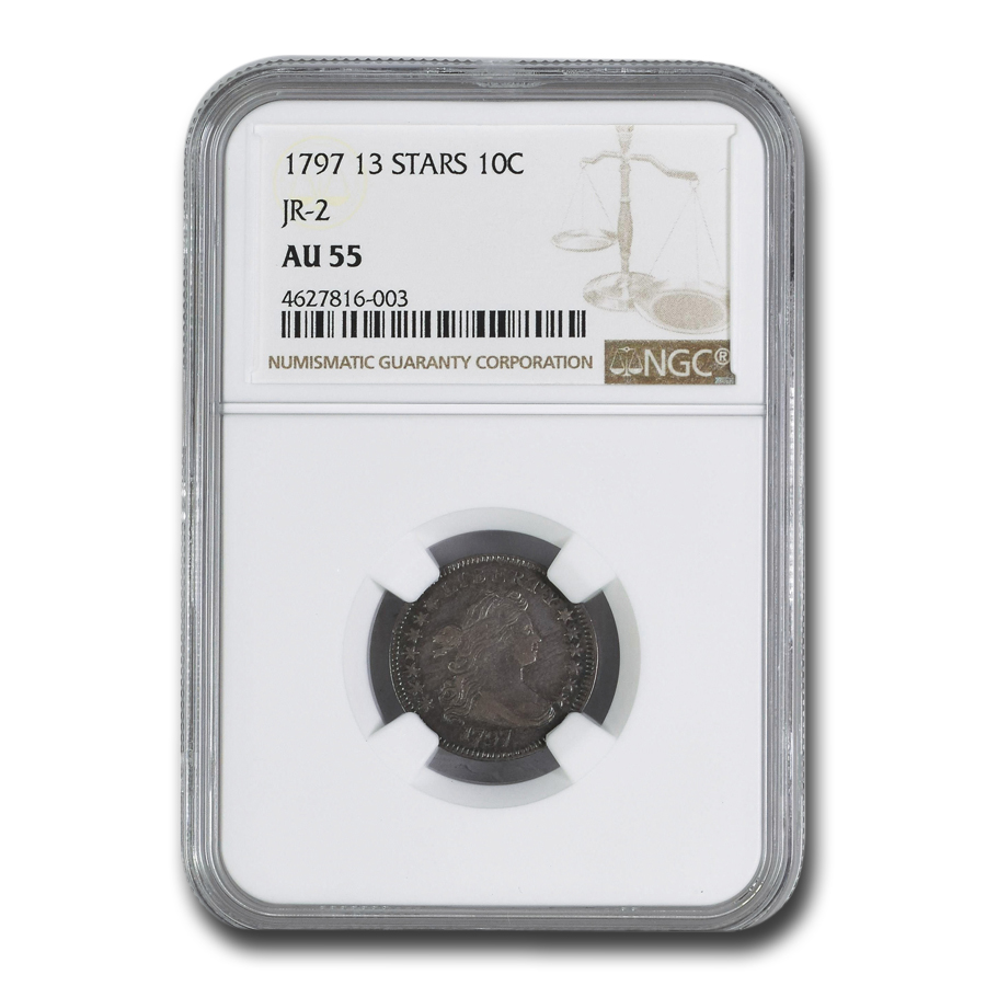 Buy 1797 Draped Bust Dime AU-55 NGC (13 Stars, JR-2) - Click Image to Close