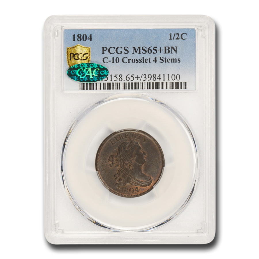 Buy 1804 Dr Bust Half Cent MS-65+ PCGS Crosslet 4 St - Click Image to Close