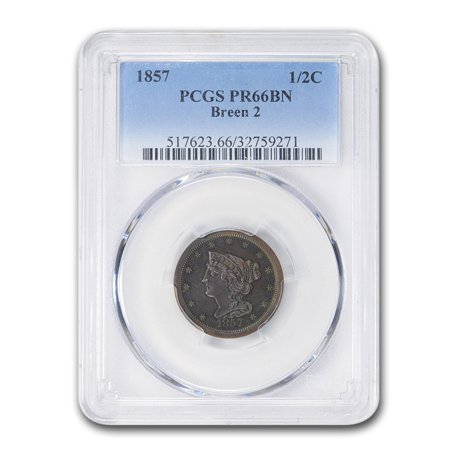 Buy 1857 Half Cent PR-66 PCGS (Brown, Breen 2)
