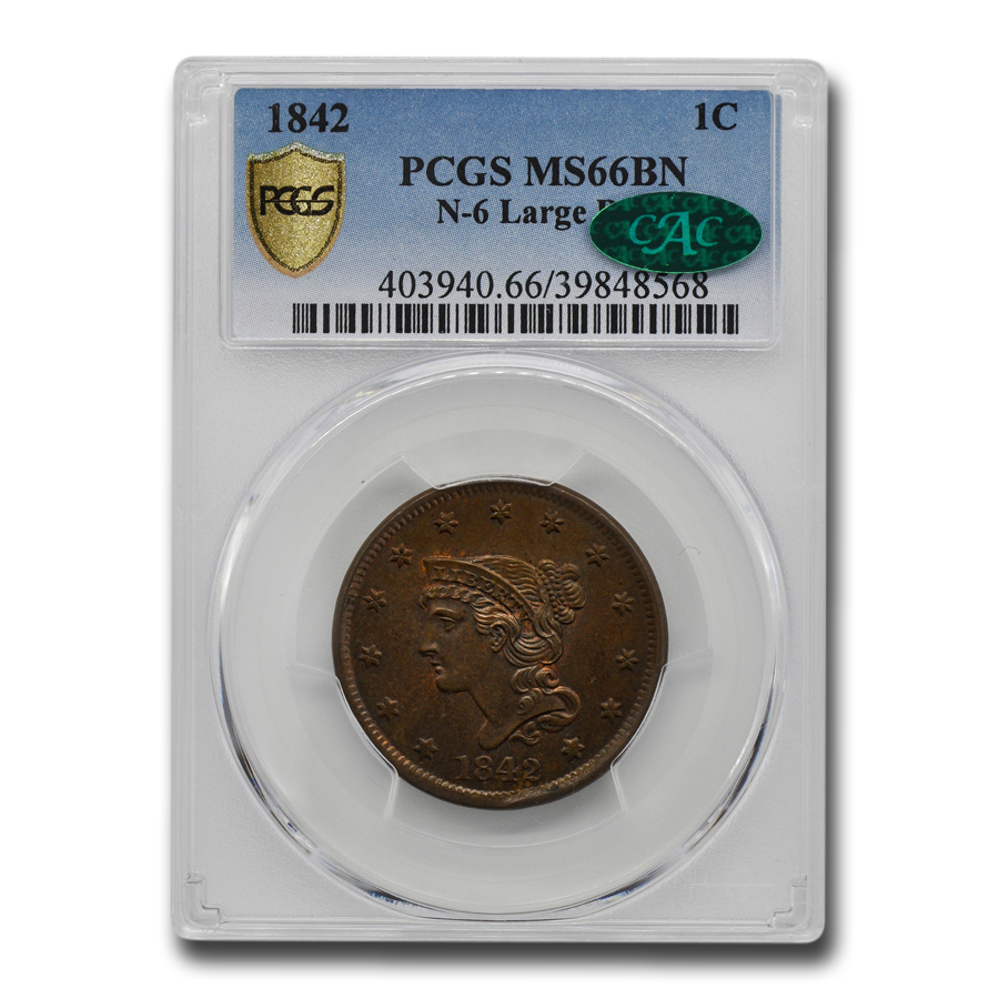 Buy 1842 Large Cent MS-66 PCGS CAC (Brown, N-6 Large Date) - Click Image to Close