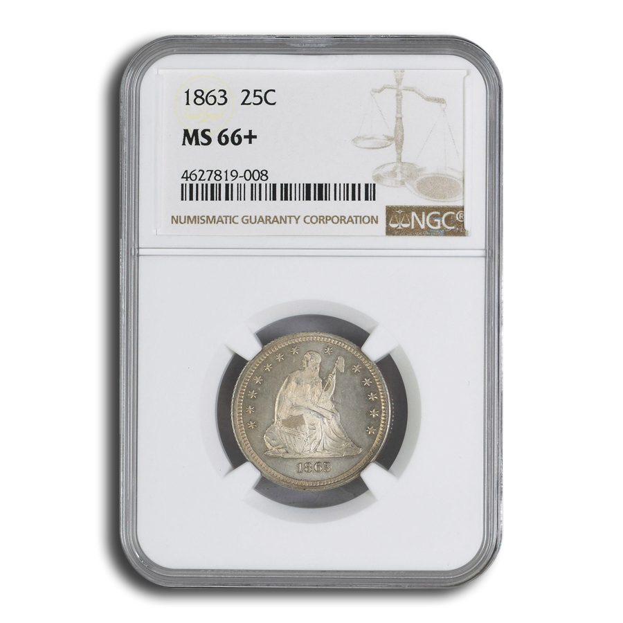 Buy 1863 Liberty Seated Quarter MS-66+ NGC