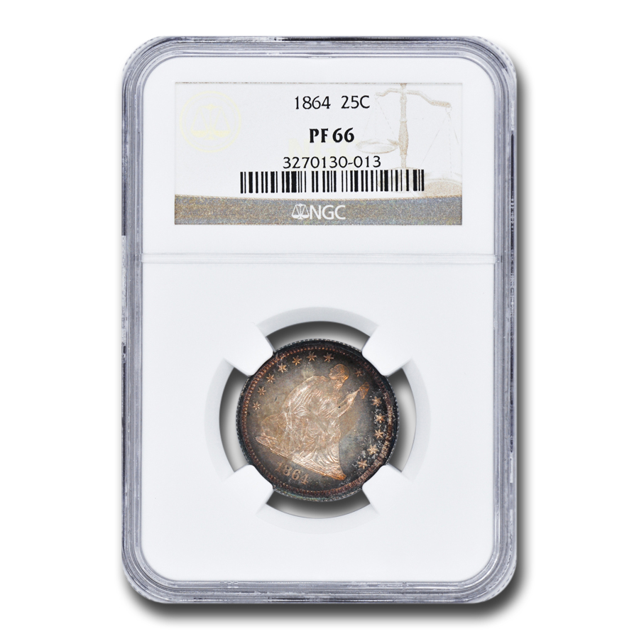 Buy 1864 Liberty Seated Quarter PF-66 NGC