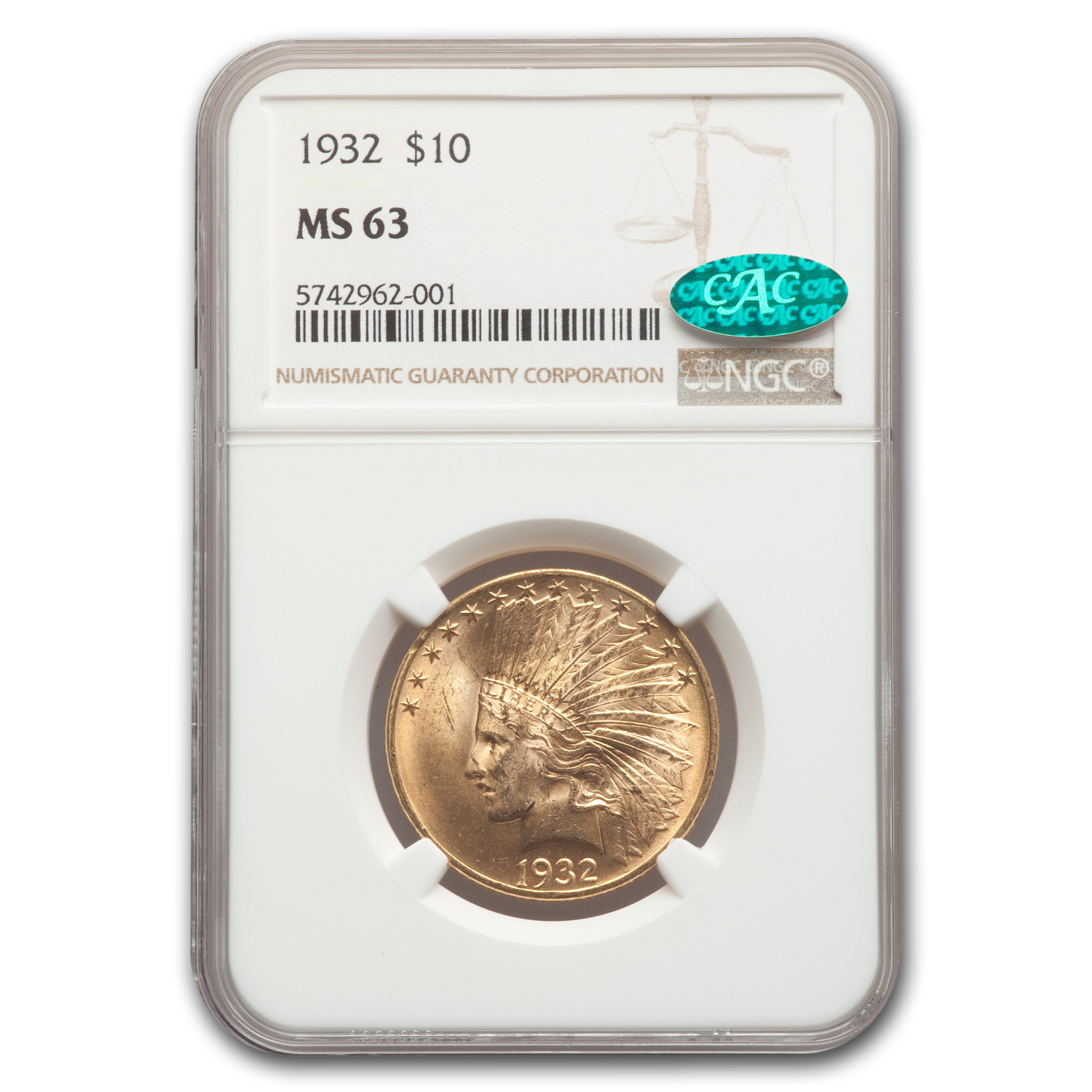 Buy 1932 $10 Indian Gold Eagle MS-63 NGC CAC