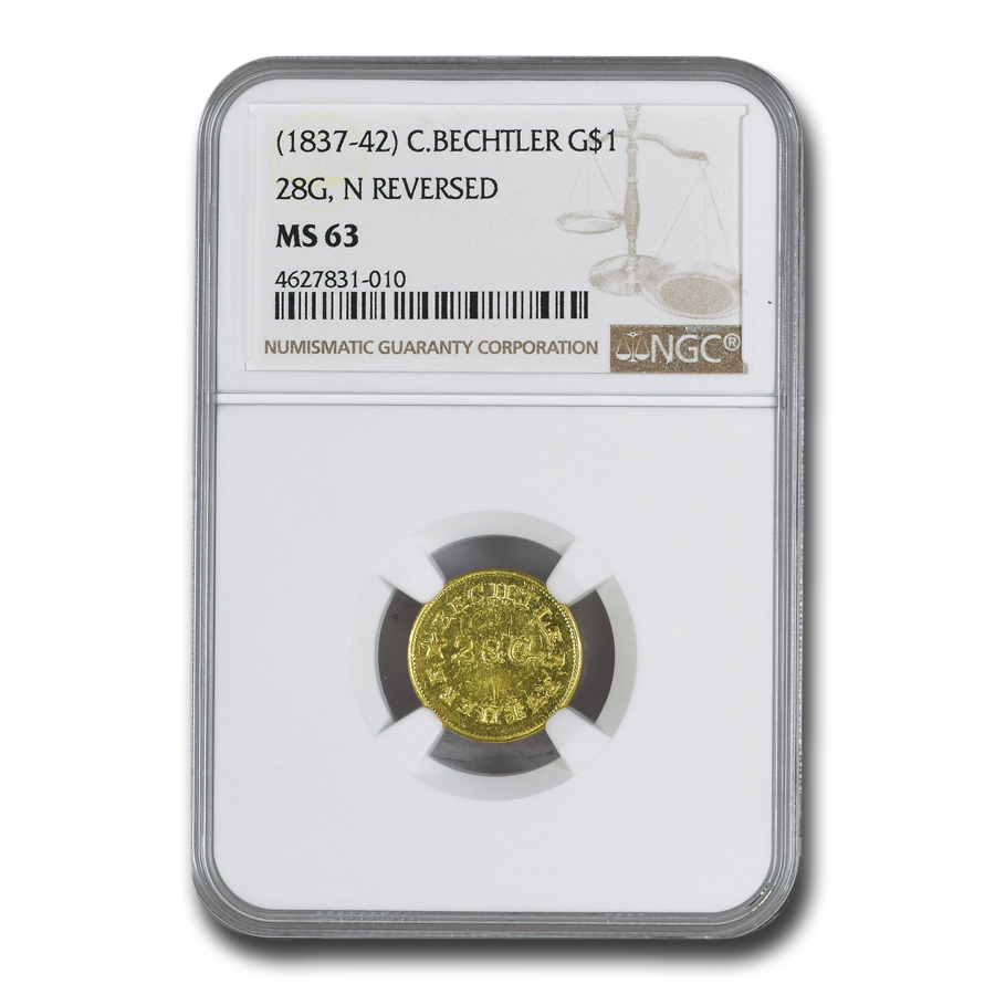 Buy (1837-42) $1 Carolina Gold C Bechtler MS-63 NGC (28 G, N Reverse)