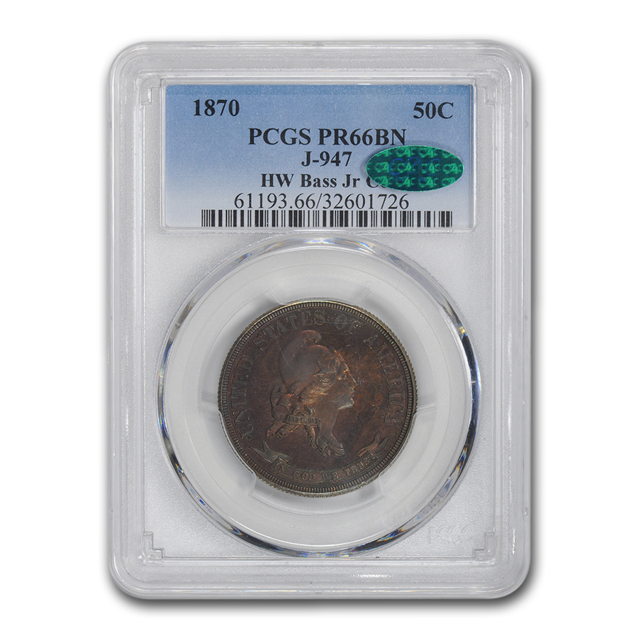 Buy 1870 Half Dollar Pattern PR-66 PCGS CAC (J-947, Brown)