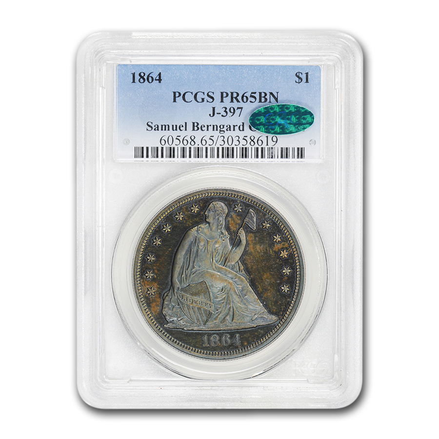 Buy 1864 Liberty Seated Dollar PR-65 Brown PCGS CAC (Pattern J-397) - Click Image to Close