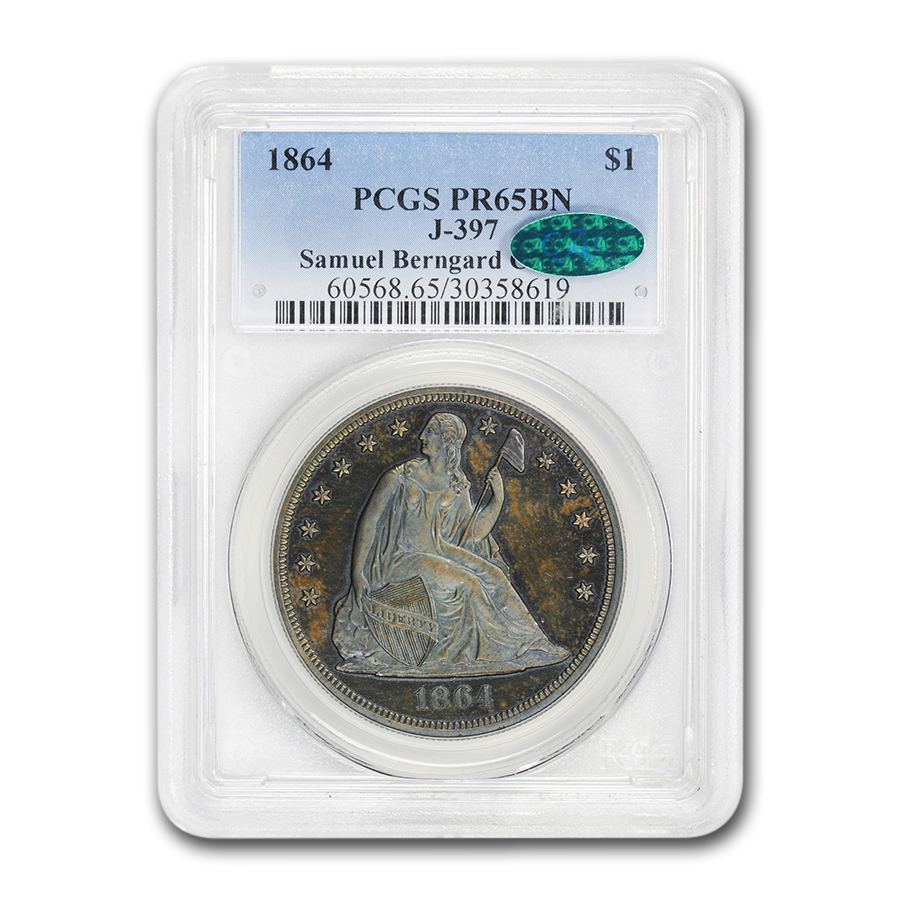 Buy 1864 Liberty Seated Dollar PR-65 Brown PCGS CAC (Pattern J-397)