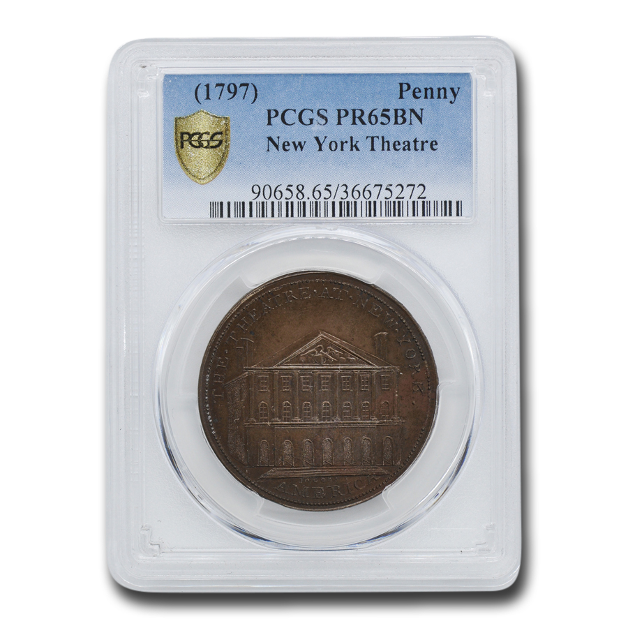 Buy 1797 Penny New York Theatre PR-65 Brown PCGS