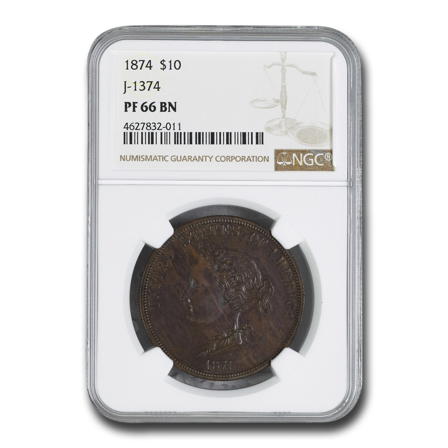 Buy 1874 $10 Dollar Bickford Pattern PF-66 BN NGC (J-1374)