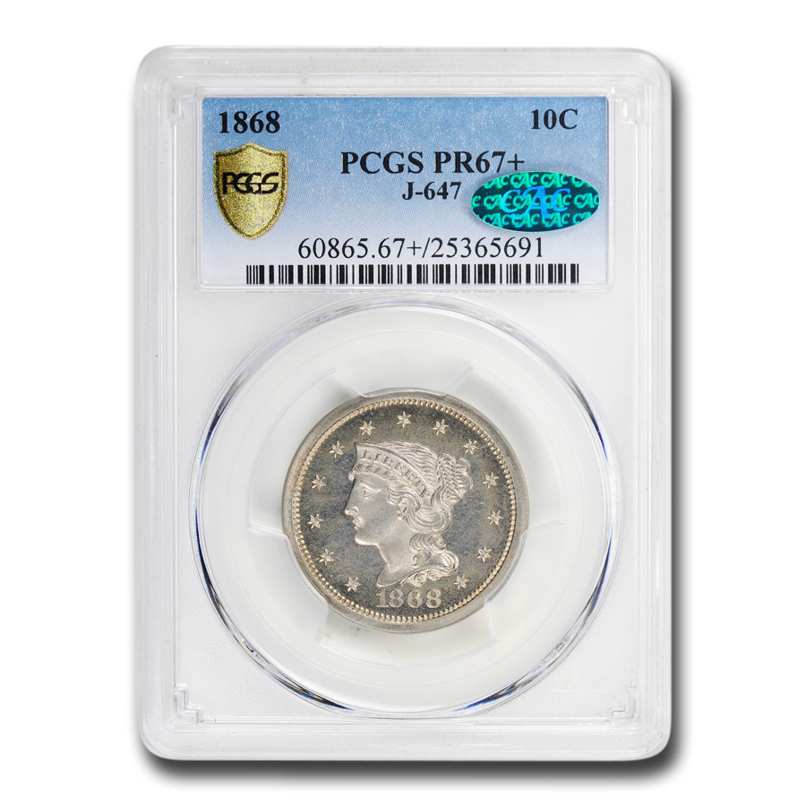 Buy 1868 Pattern $.10 - Large Cent Style PR-67+ PCGS (J-647) CAC