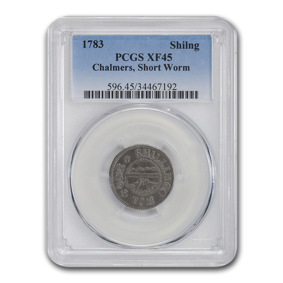 Buy 1783 Chalmers Shilling Short Worm Colonial XF-45 PCGS