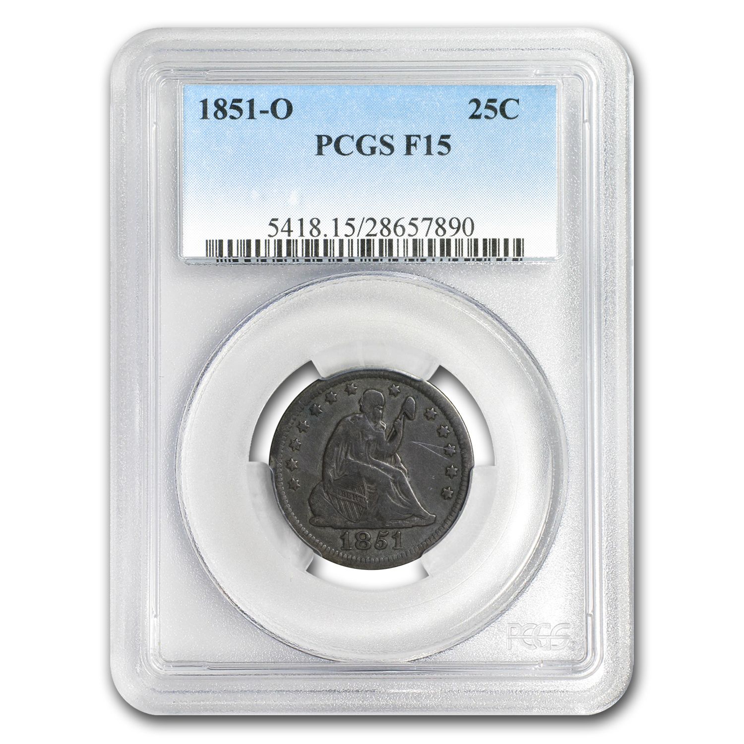 Buy 1851-O Liberty Seated Quarter F-15 PCGS