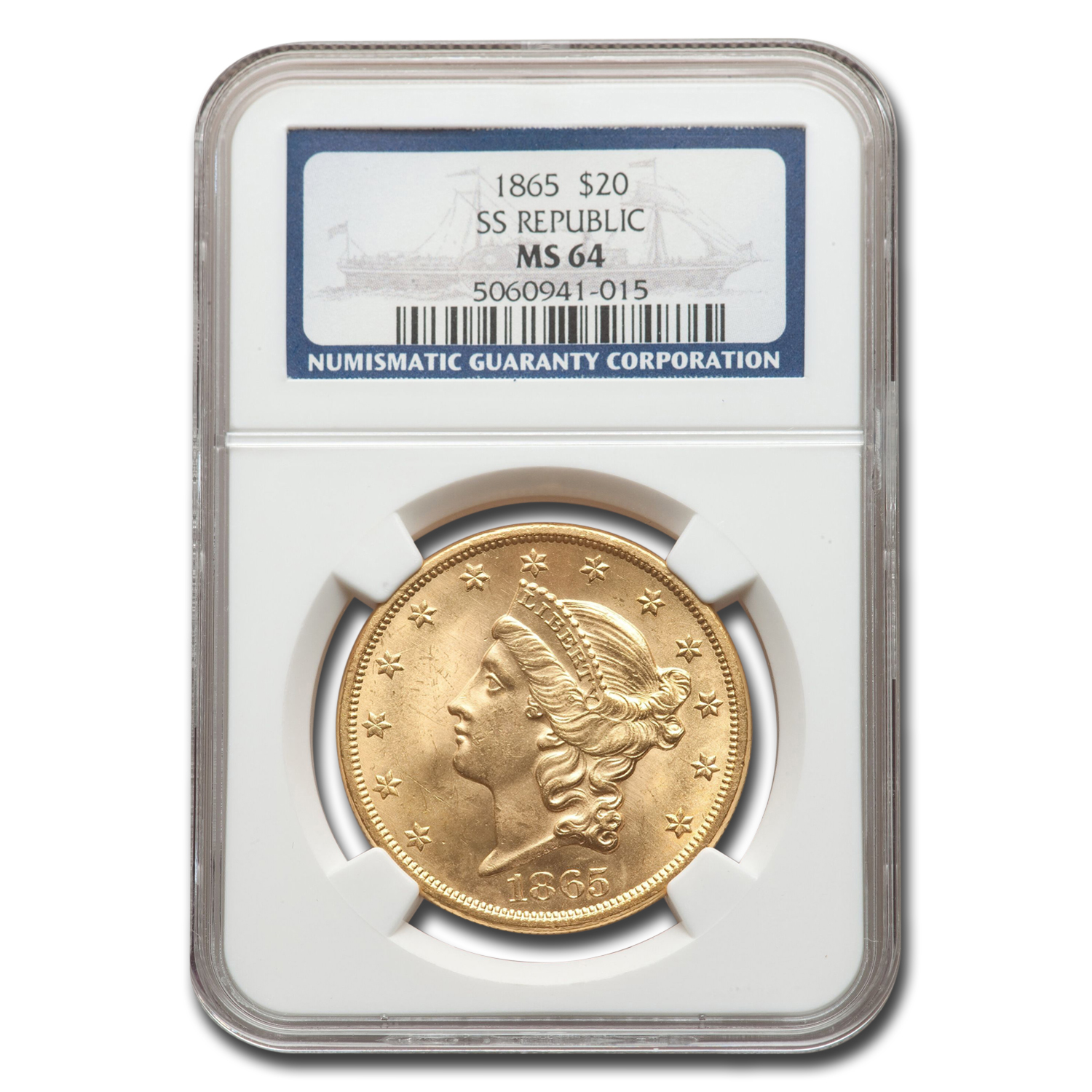 Buy 1865 $20 Liberty Gold Double Eagle MS-64 NGC (SS Republic)