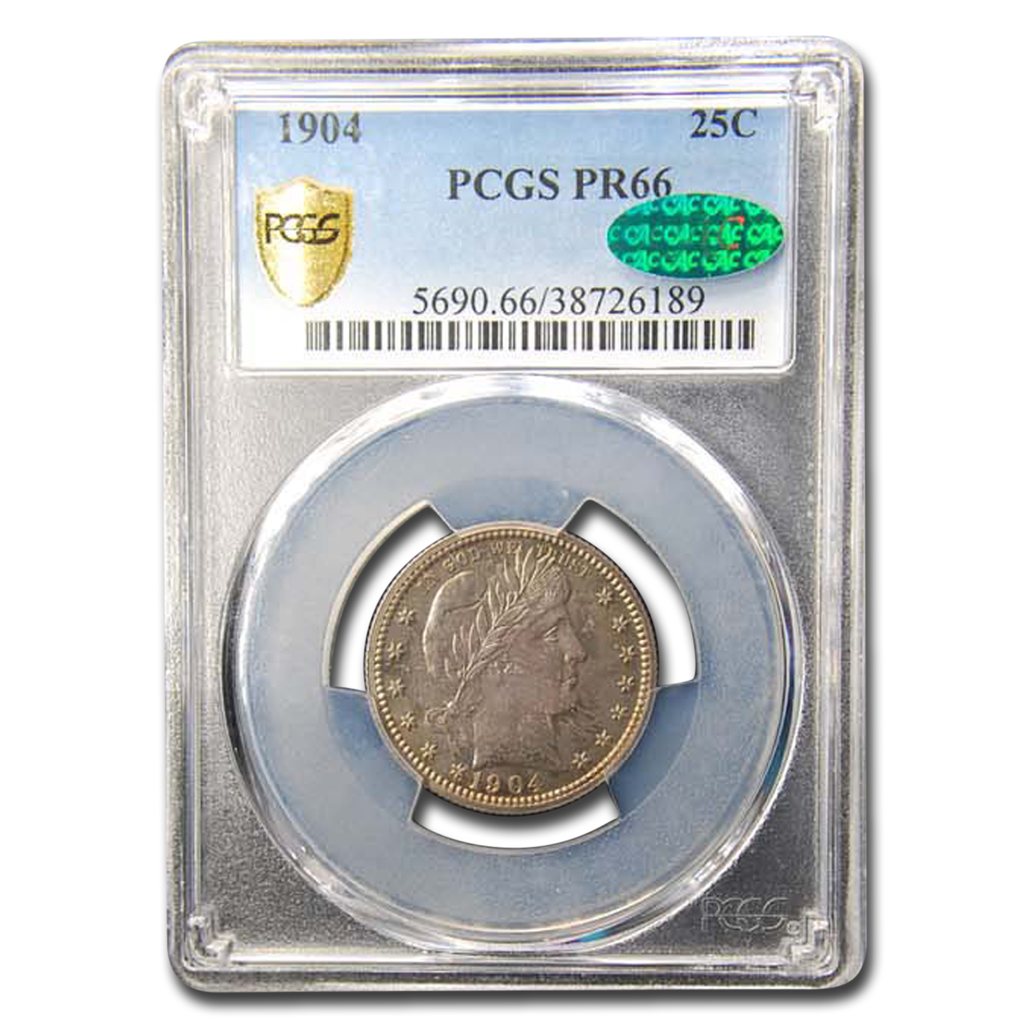 Buy 1904 Barber Quarter PR-66 PCGS CAC