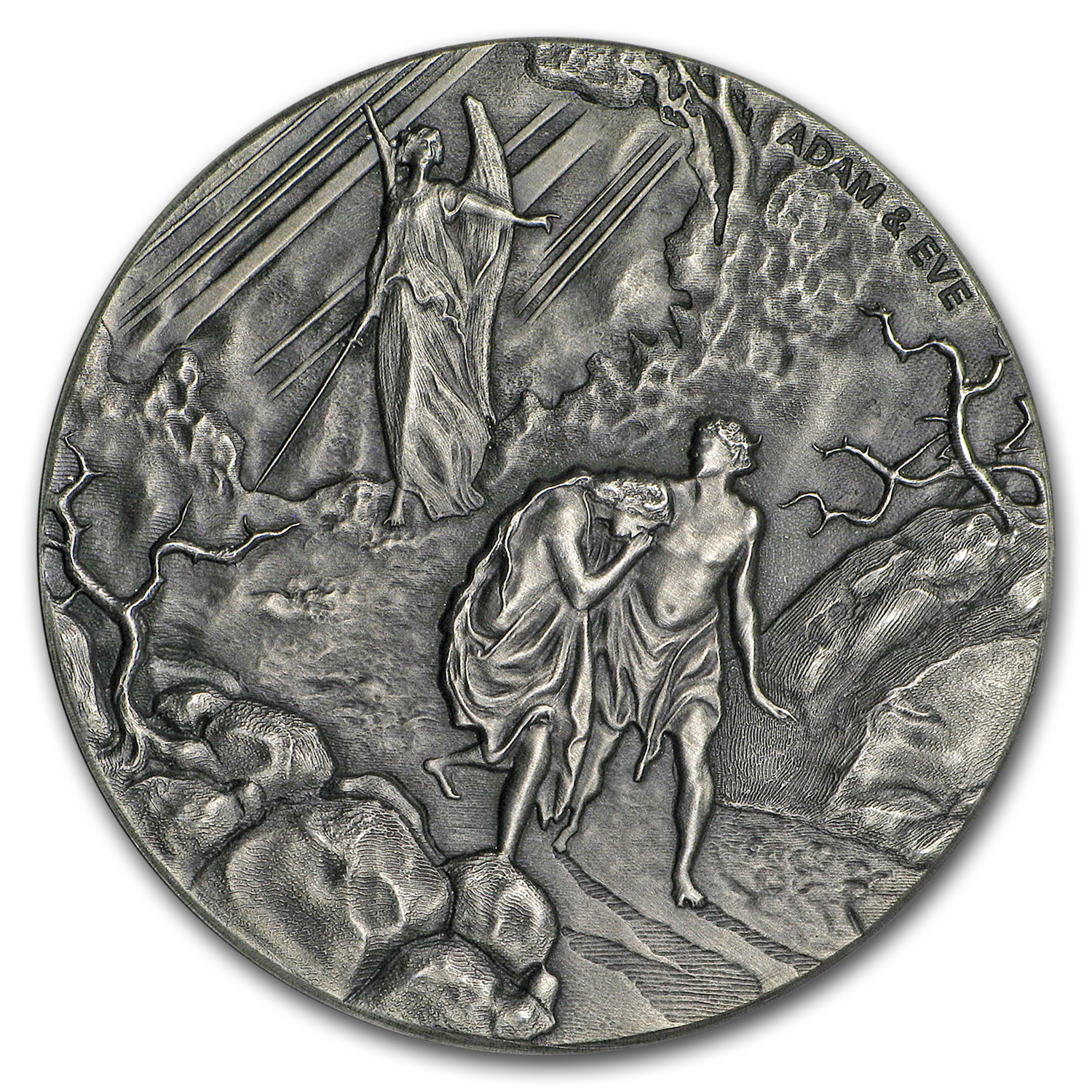 Buy 2016 2 oz Silver Coin - Biblical Series Adam and Eve (Coin Only) - Click Image to Close
