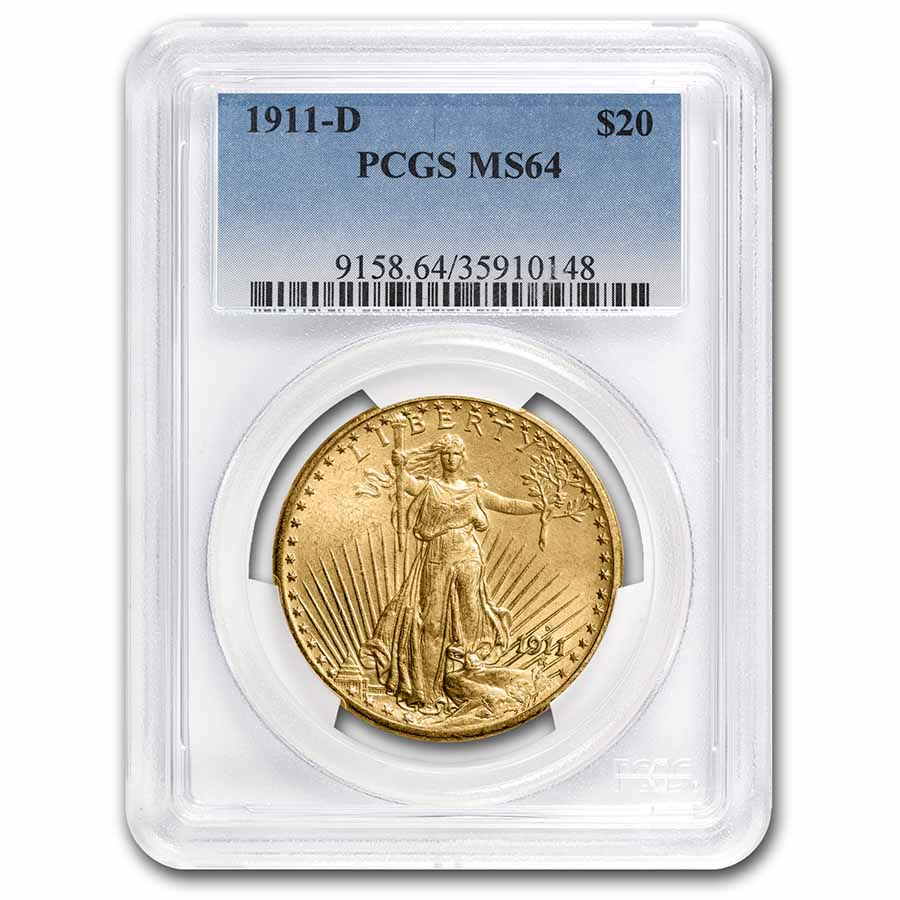 Buy MS-64 PCGS 1911-D $20 Saint-Gaudens Gold Double Eagle