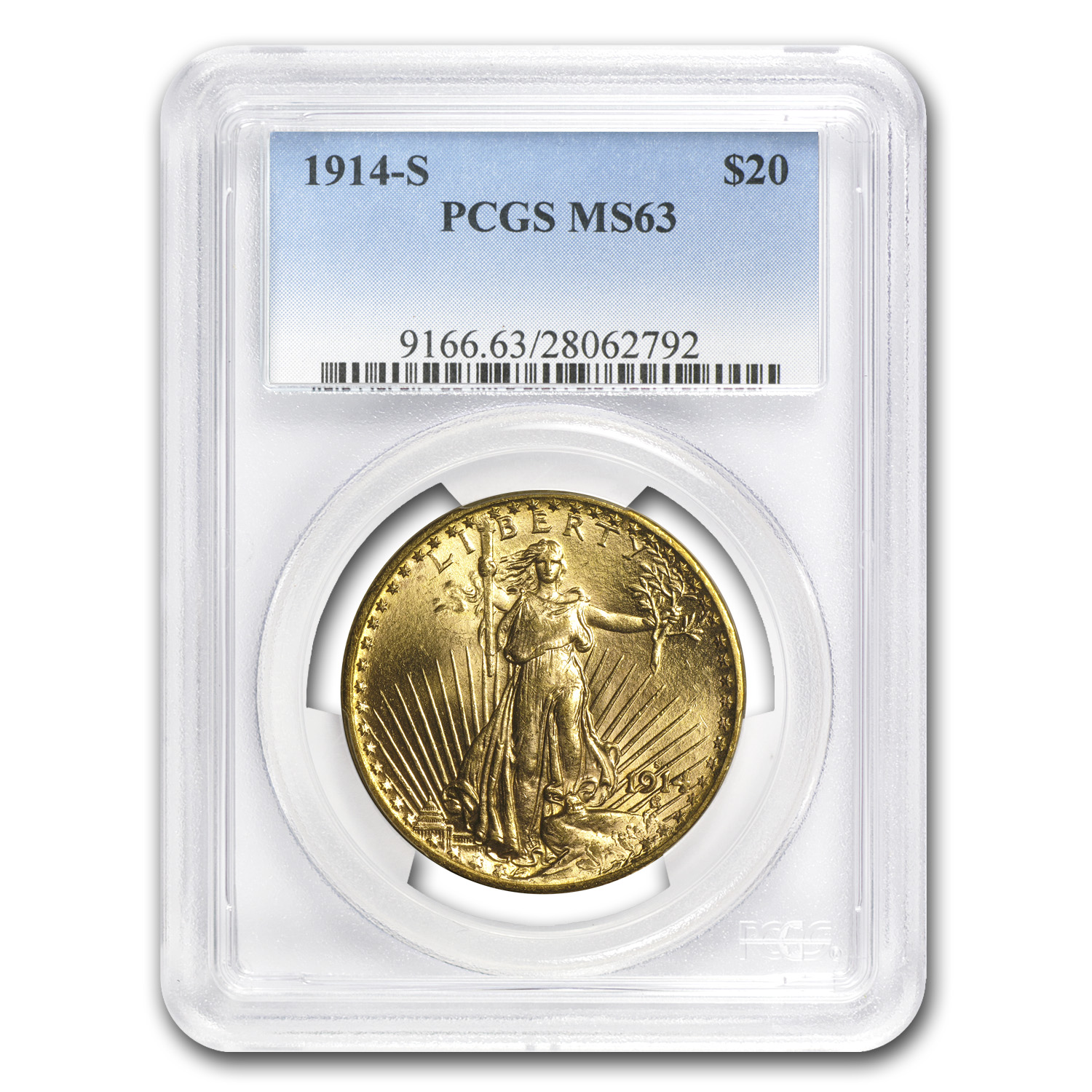 Buy 1914-S $20 Saint-Gaudens Gold Double Eagle MS-63 PCGS