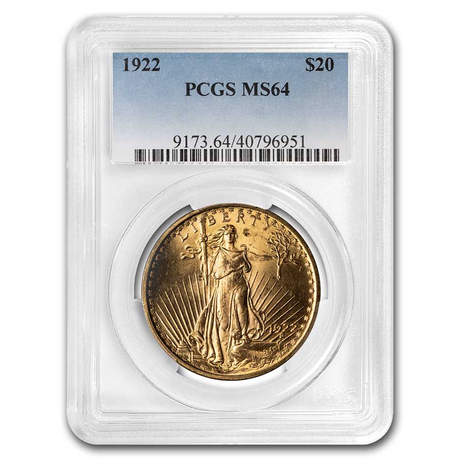 Buy 1922 $20 Saint-Gaudens Gold Double Eagle MS-64 PCGS
