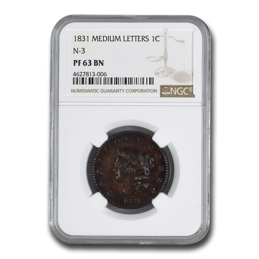 Buy 1831 Large Cent PF-63 NGC (BN, Medium Letters, N-3)