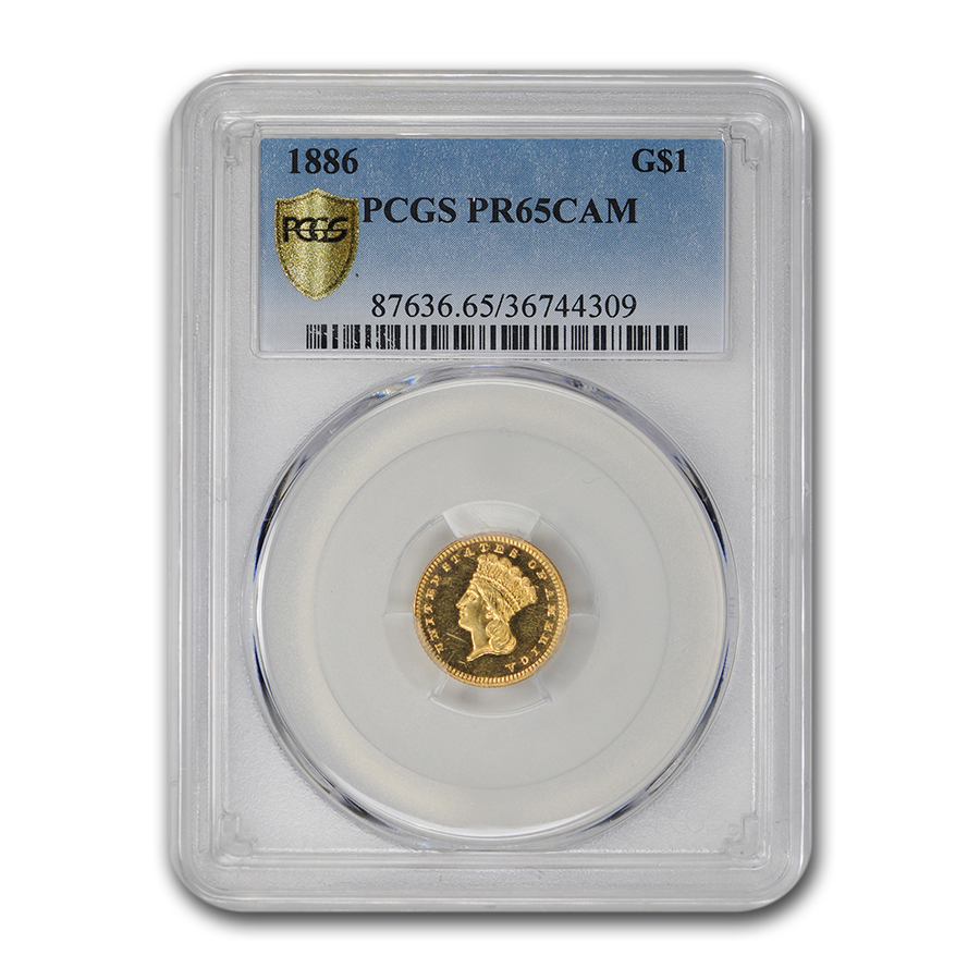 Buy 1886 $1 Indian Head Gold Dollar PR-65 Cameo PCGS