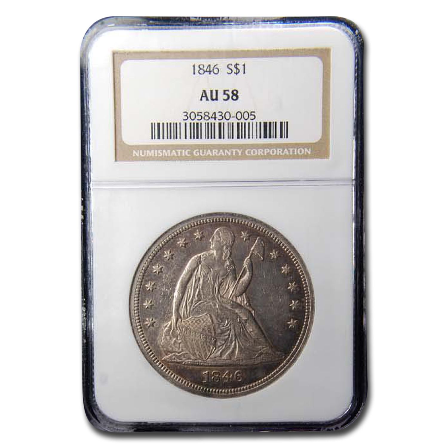 Buy 1846 Liberty Seated Dollar AU-58 NGC - Click Image to Close