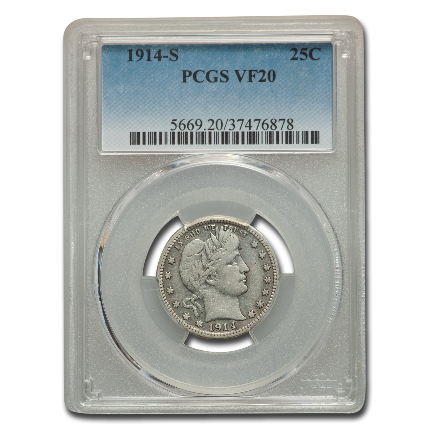 Buy 1914-S Barber Quarter VF-20 PCGS