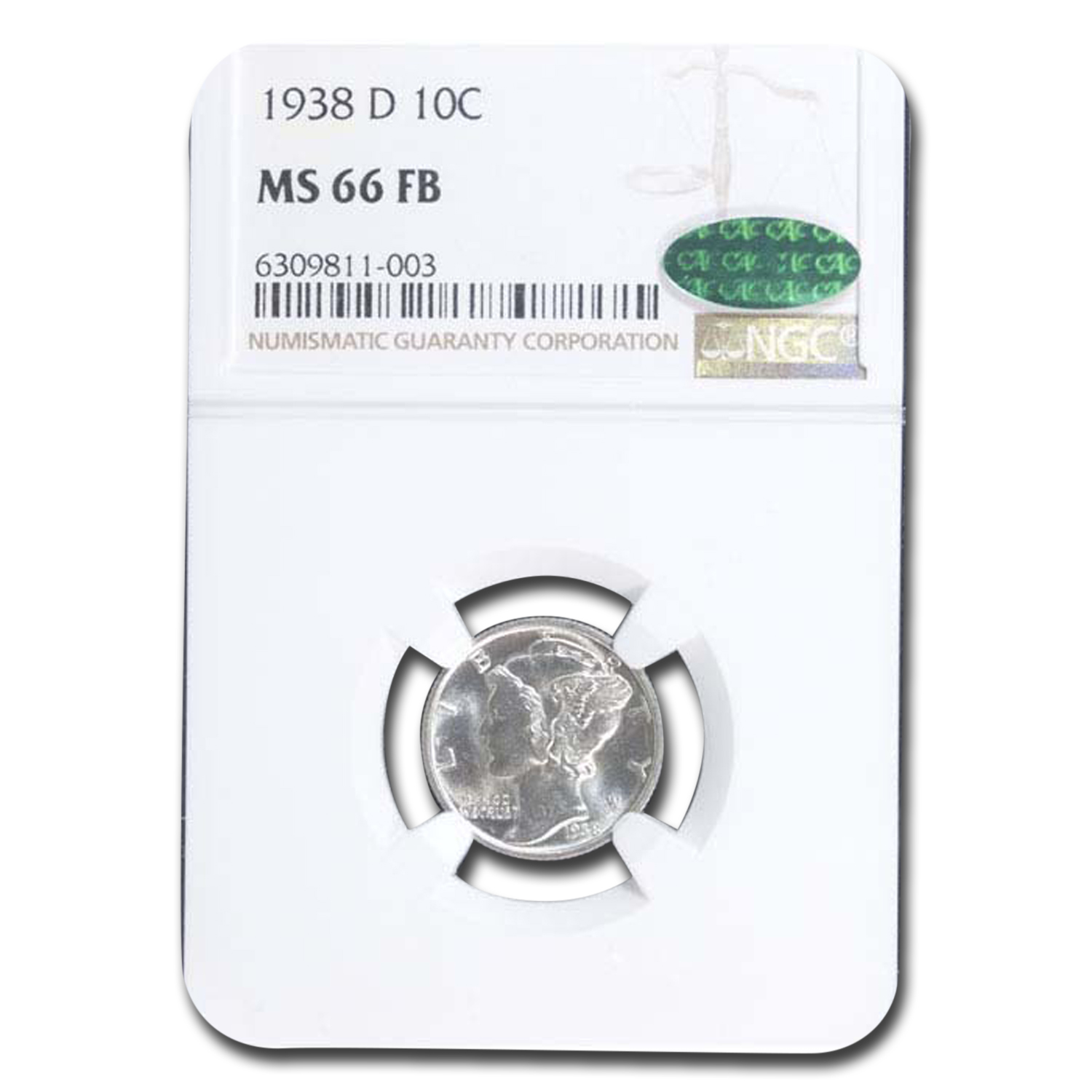 Buy 1938-D Mercury Dime MS-66 NGC CAC (FB)