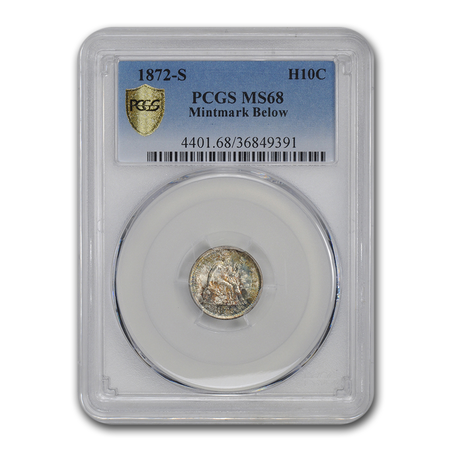 Buy 1872-S Liberty Seated Half Dime MS-68 PCGS (Mint mark Below)