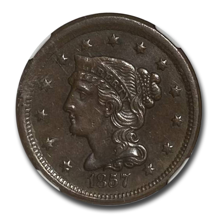 Buy 1857 Large Cent AU-55 NGC (Small Date, Brown)