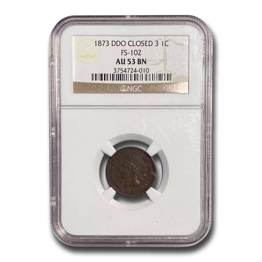 Buy 1873 Indian Head Cent AU-53 NGC (Brown, DDO, Closed 3, FS-102)