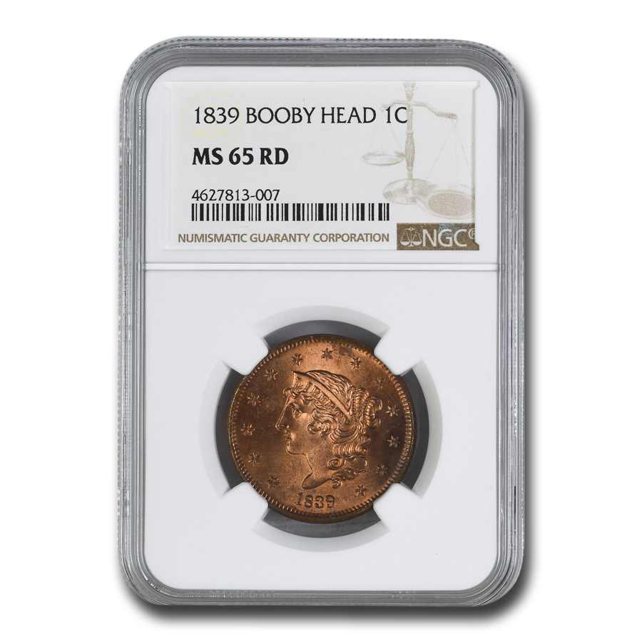 Buy 1839 Large Cent MS-65 NGC (Red, Booby Head)