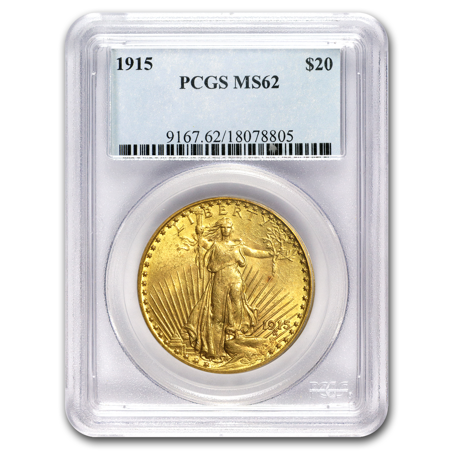Buy 1915 $20 Saint-Gaudens Gold Double Eagle MS-62 PCGS