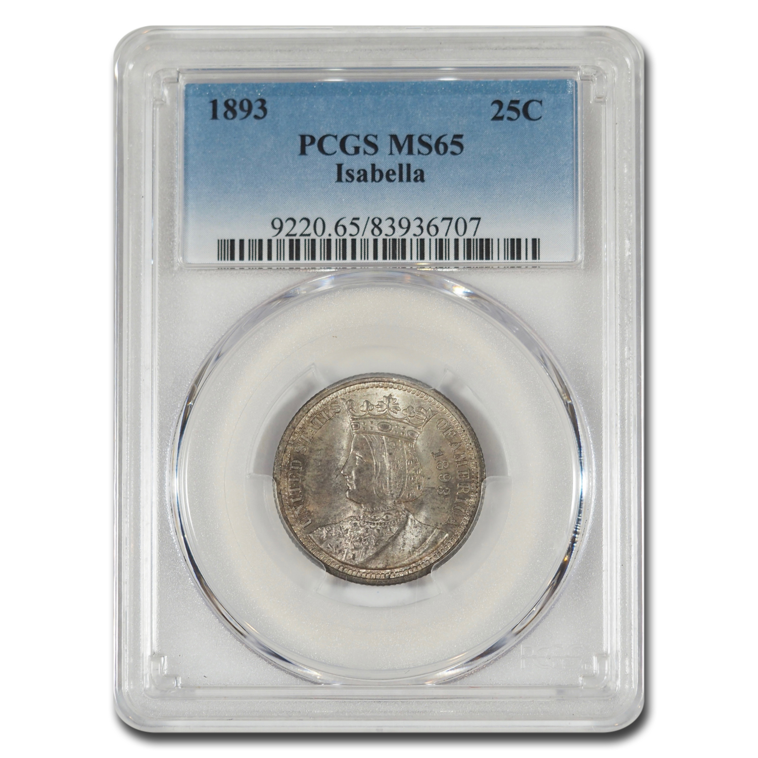 Buy 1893 Isabella Quarter MS-65 PCGS